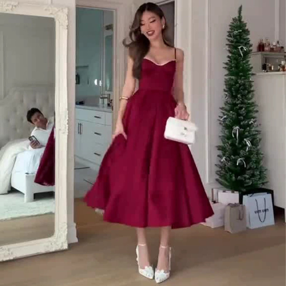 Forever 21 Red Summer Midi Dress Spaghetti Strap Bodycon Elegant